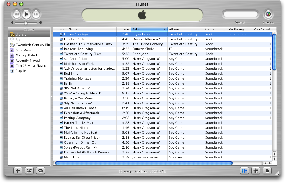 The classic iTunes screen which worked either in MacOS or Windows platform. The classic iTunes screen which worked either in MacOS or Windows platform.