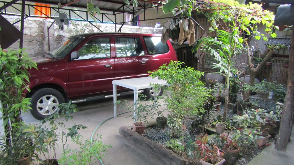 Arthur installed a self-made car shed in their open driveway. Arthur and Carol's new car port shed