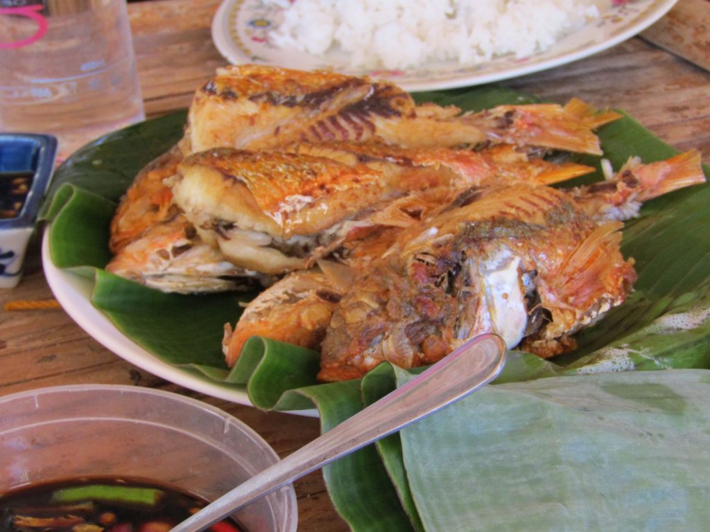 Aling Baby prepared this dish of fried "timbungan" (goatfish) and delivered it to our cottage.