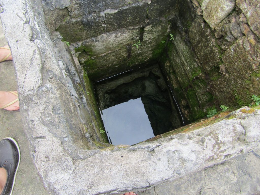 Fresh water inside a moss-laden well located in Aling Baby's cottage.