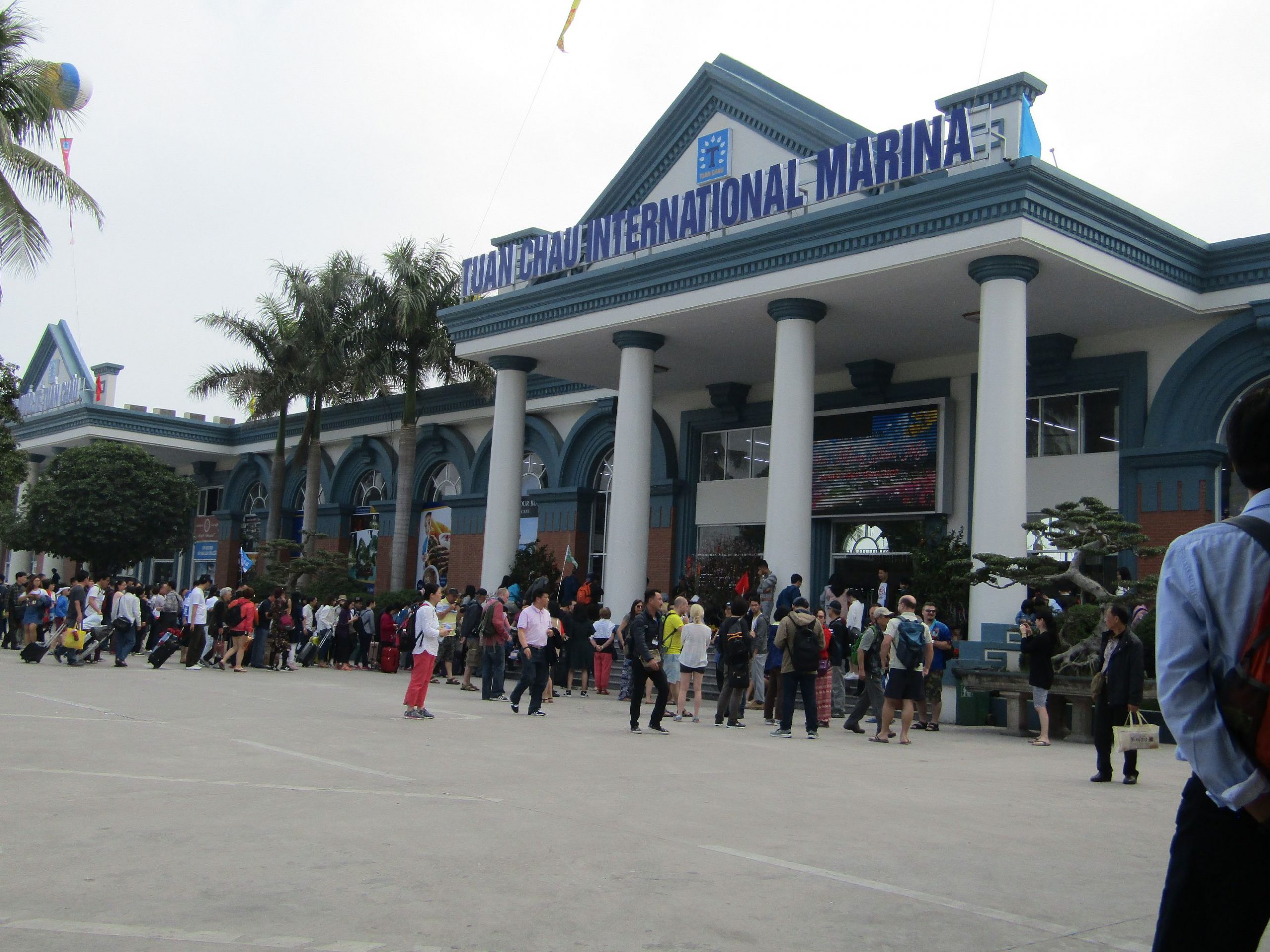 The 3-hours-plus van ride from Hanoi to Halong Bay ends at the Tuan Chau Marina.