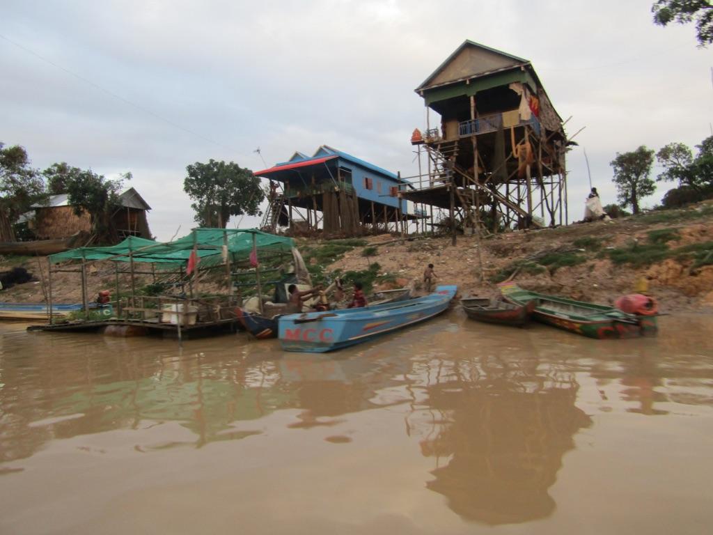 Tonlé Sap's brackish, brown water is due to rapid sedimentation.