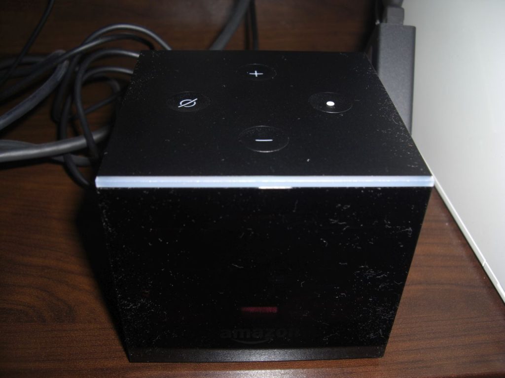 The Fire TV Cube in action; Reliably connected to the Internet via the bundled Ethernet adapter.