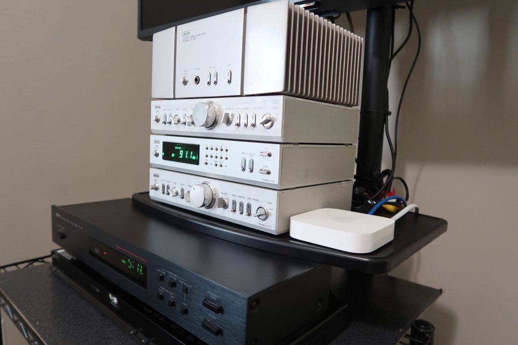 You can have audio streaming on this vintage Toshiba Aurex System 15 for about US$ 60 using Apple's AirPort Express and a Bluetooth kit.