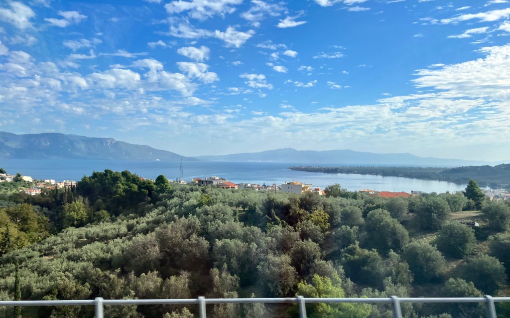 Tributaries of the Aegean Sea is visible when seated on the right on the way to Meteora.