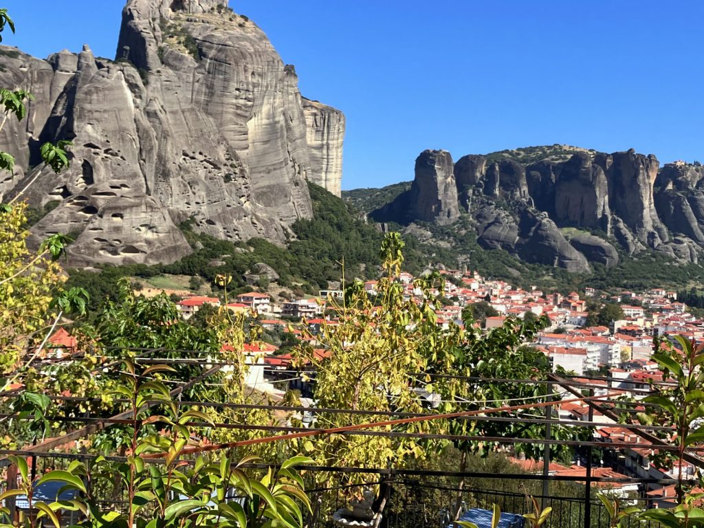 Humongous sandstone formations dominate the landscape in Meteora. Humongous sandstone formations dominate the landscape in Meteora.